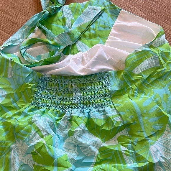Lilly Pulitzer Floral Green Blue Halter Top - Picture 4 of 6